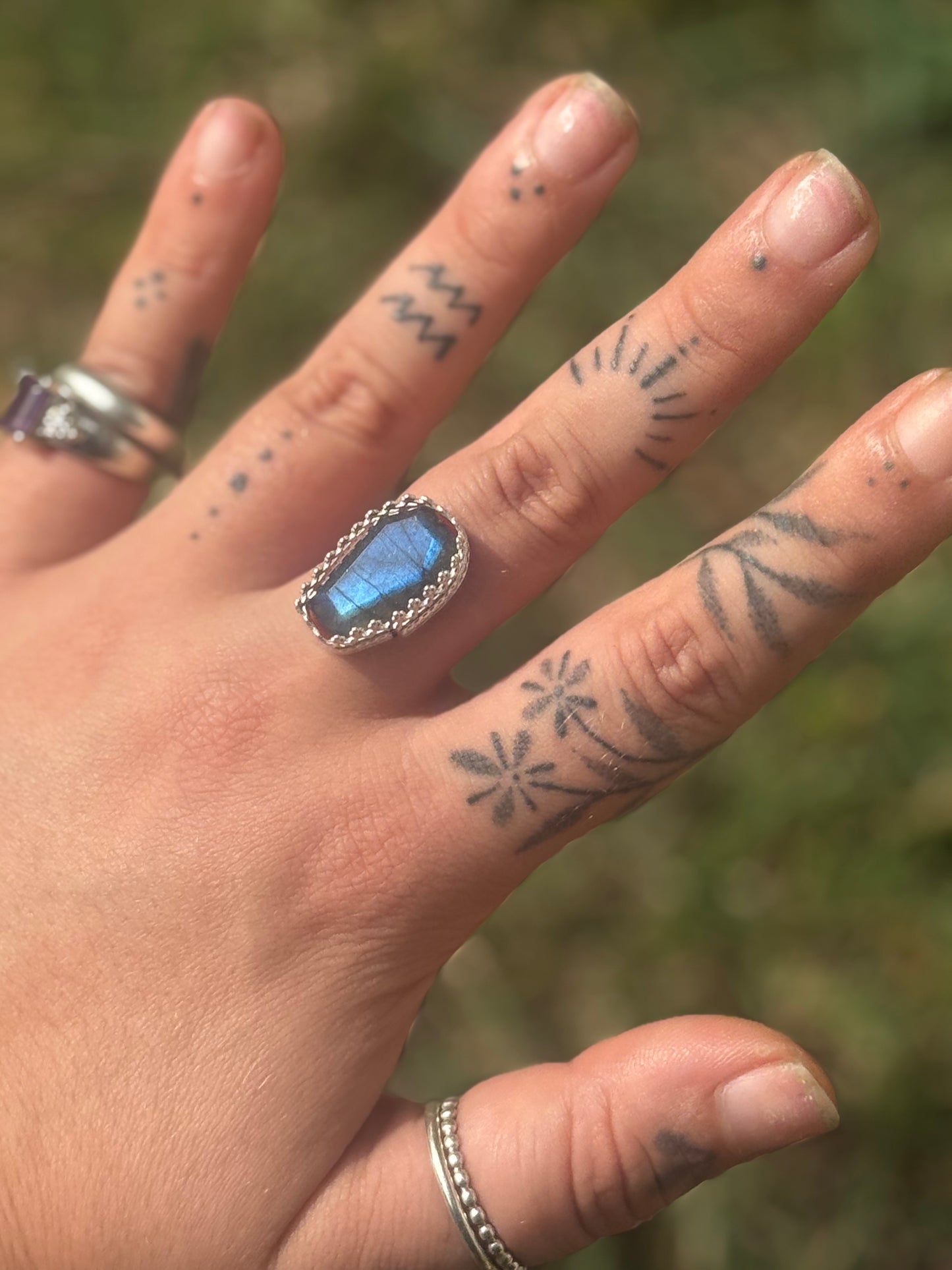 Labradorite coffin ring