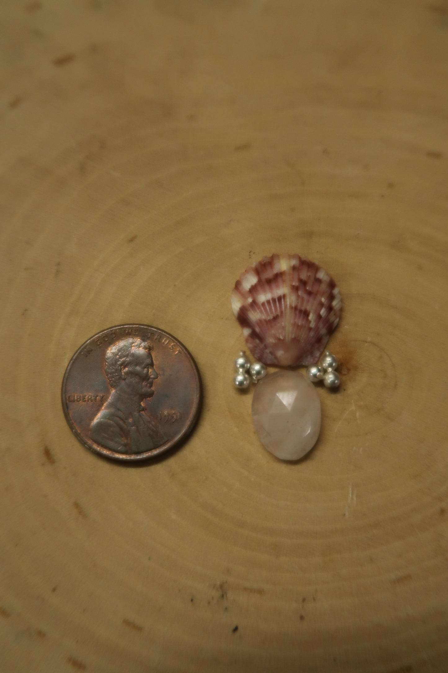 Rose quartz and pink shell ring
