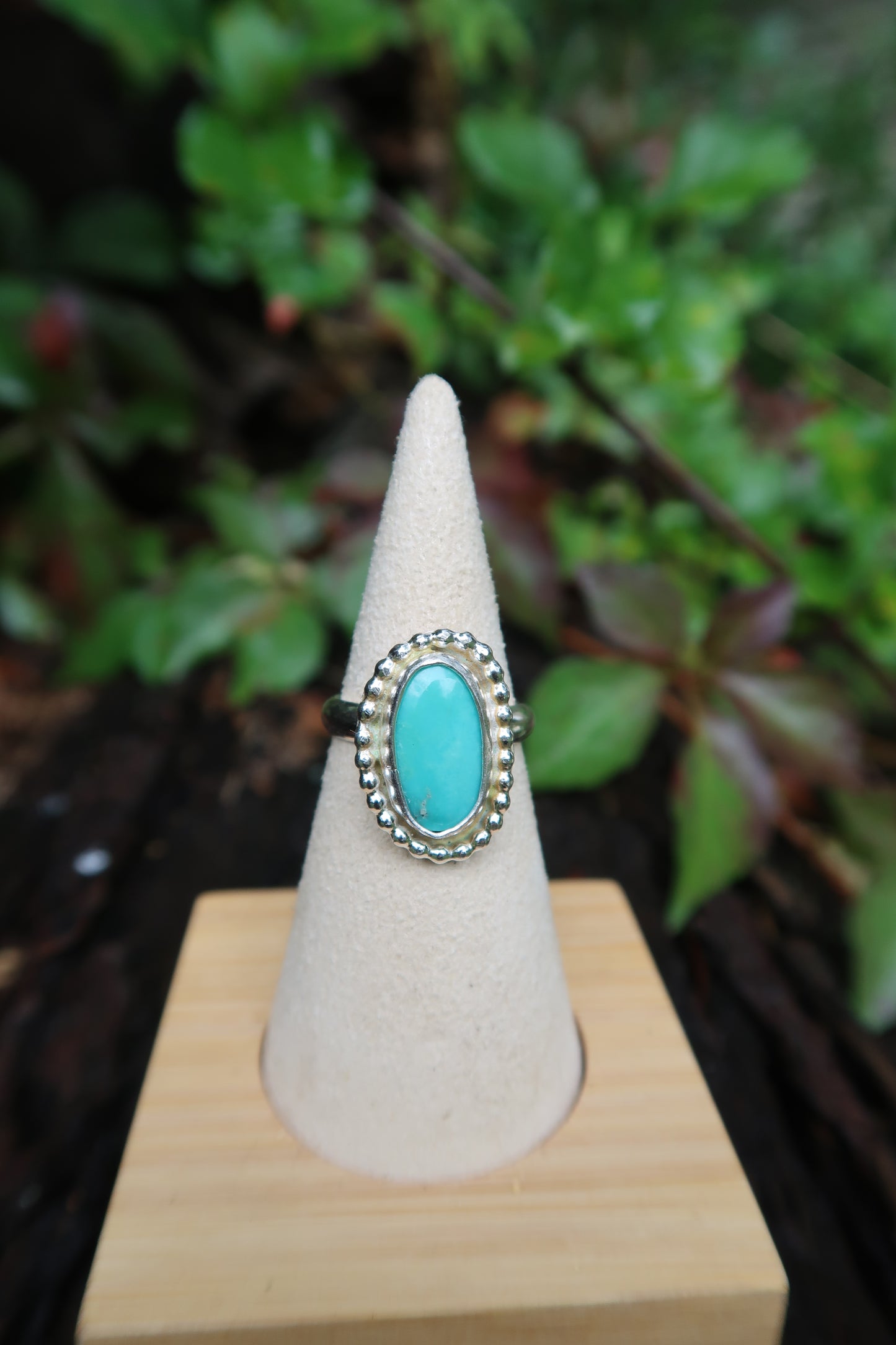 Baby beaded turquoise ring size 5