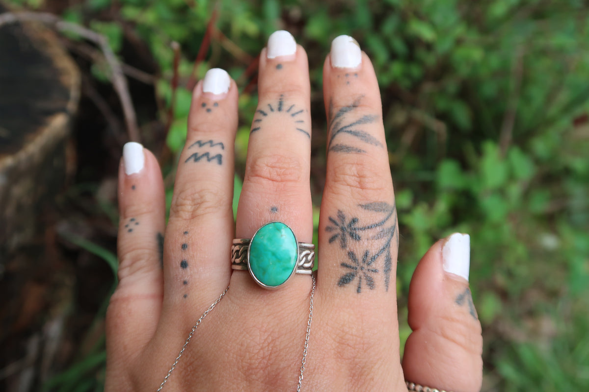 Turquoise on thick chain band size 8.5