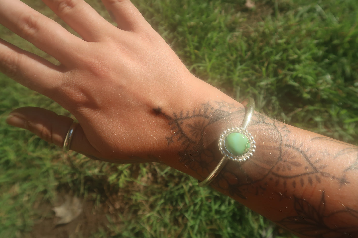 Green turquoise cuff bracelet 6”