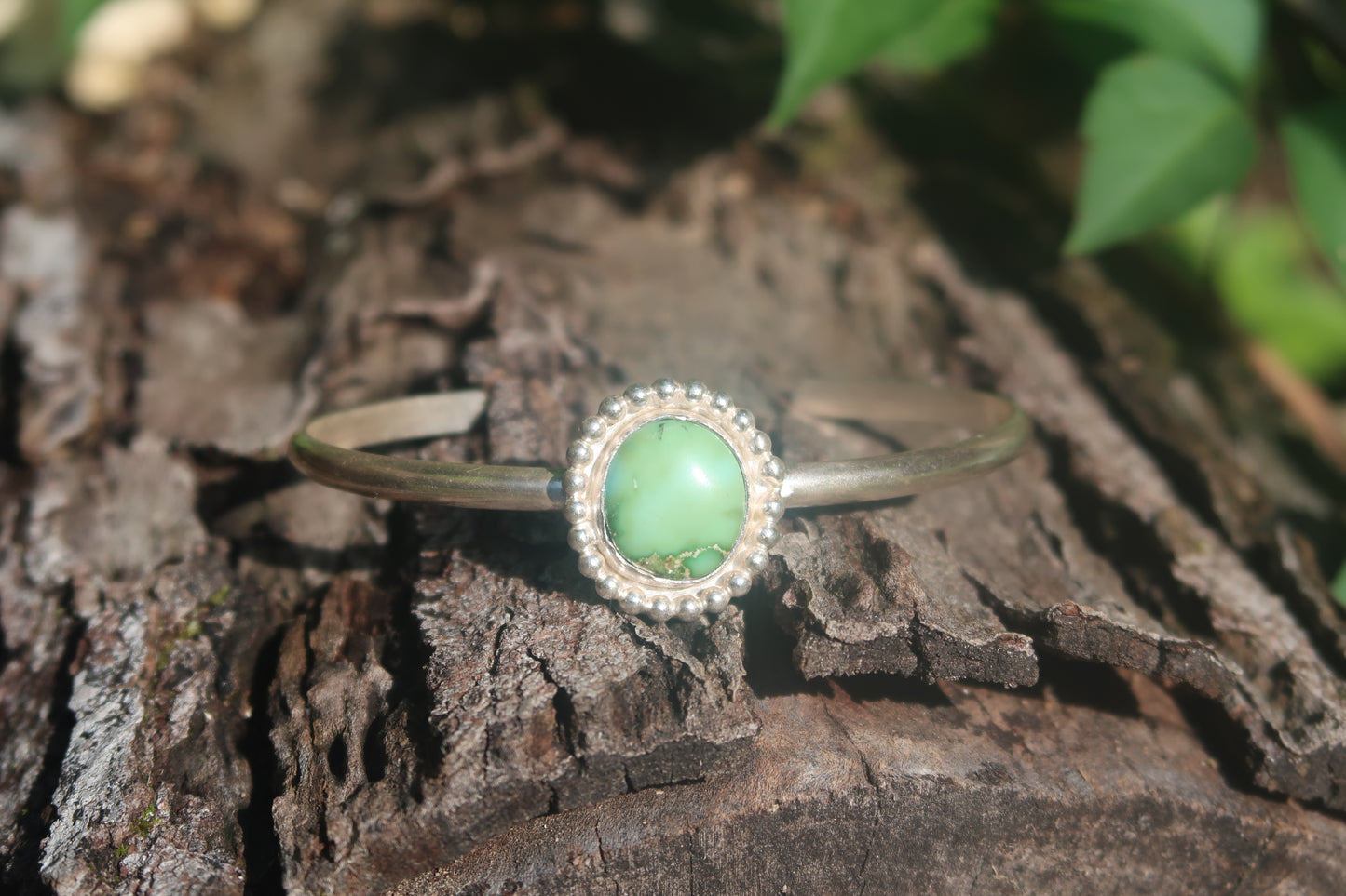 Green turquoise cuff bracelet 6”