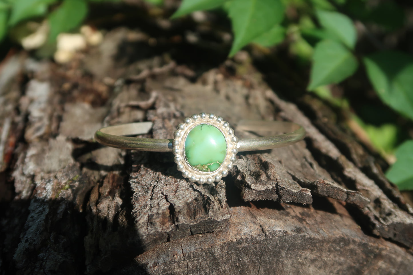 Green turquoise cuff bracelet 6”