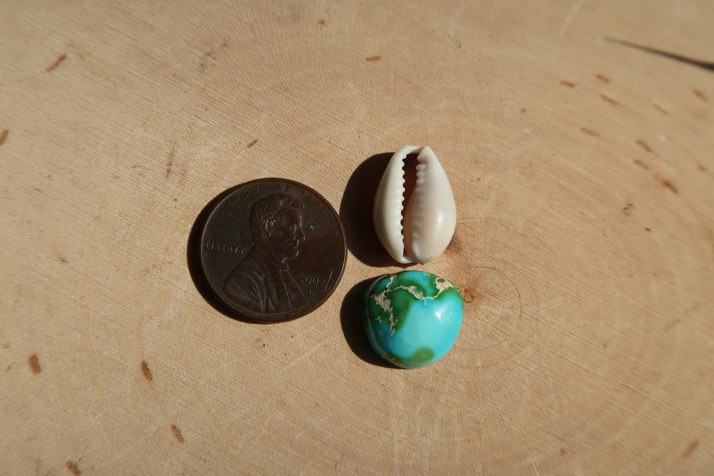 Earthy turquoise and cowrie shell ring