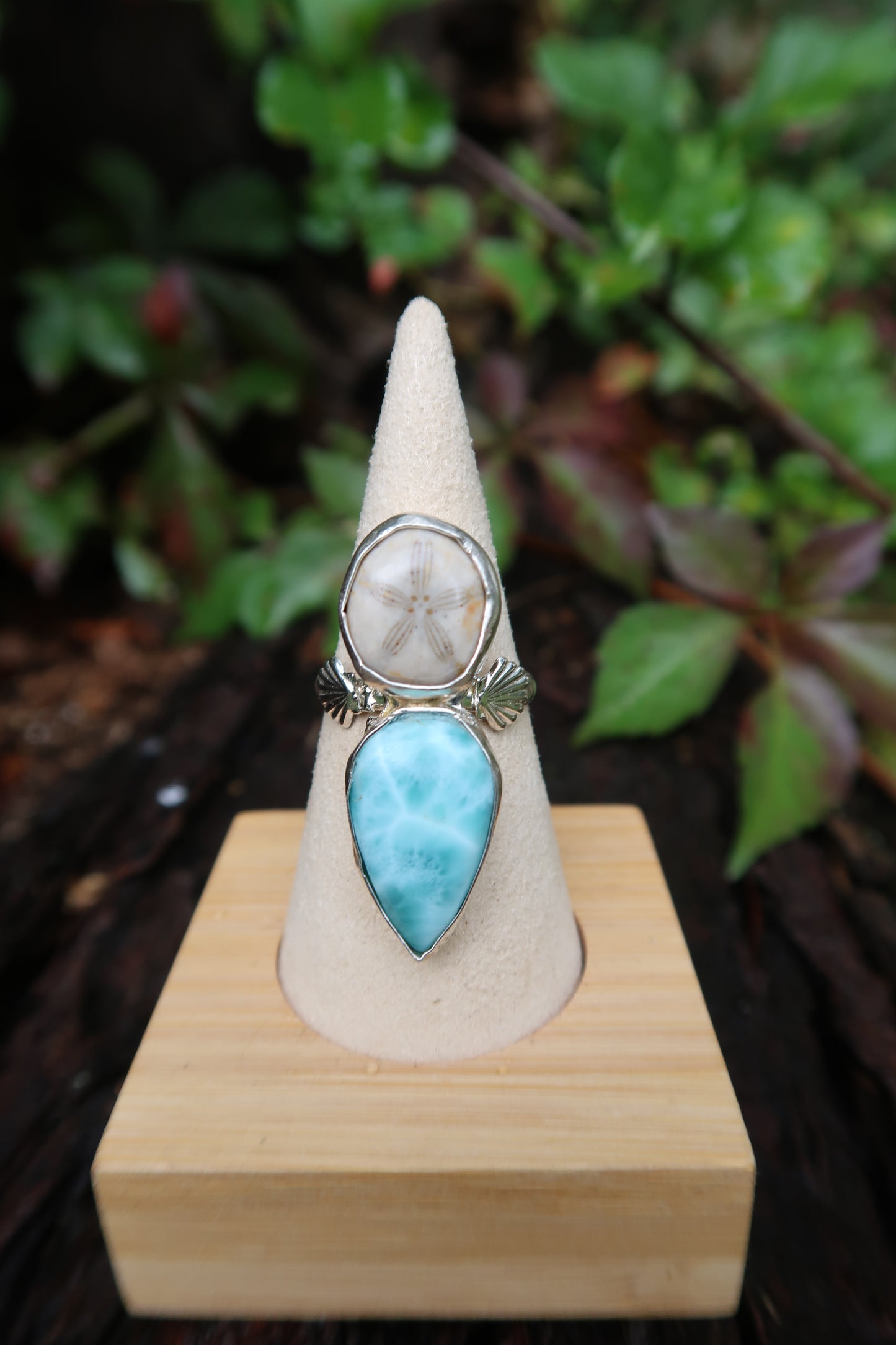 Sea biscuit and Larimar ring size 8