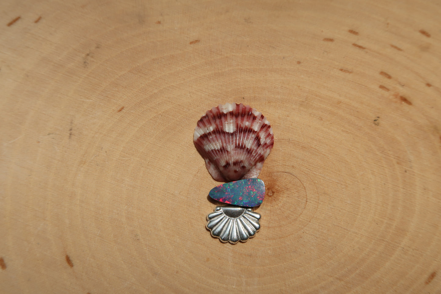 “Spark” shell and opal ring
