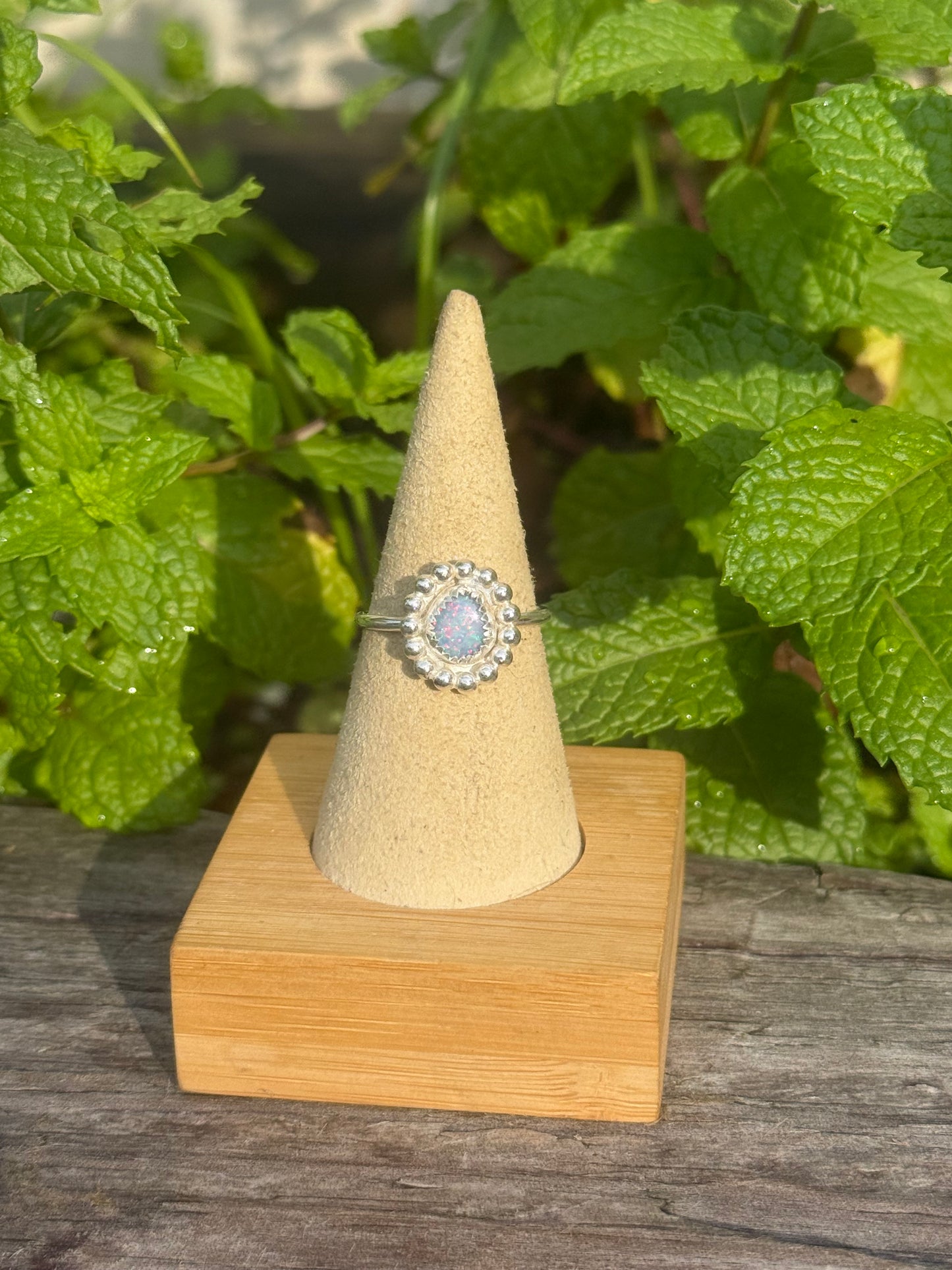 Beaded opal ring size 8