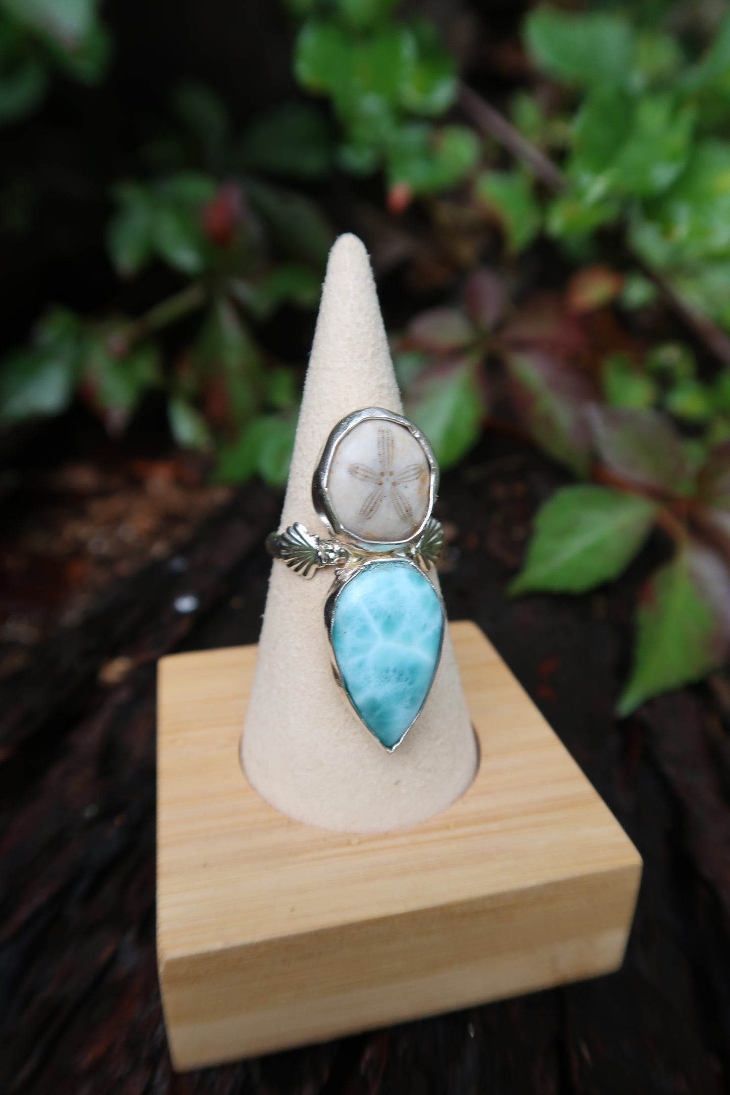 Sea biscuit and Larimar ring size 8