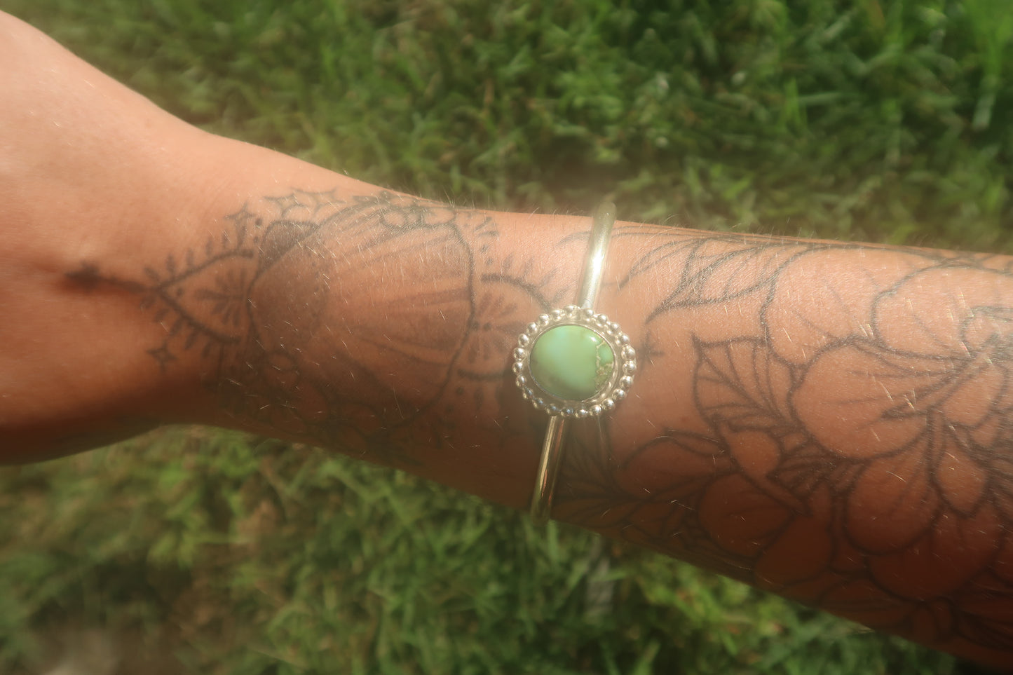 Green turquoise cuff bracelet 6”