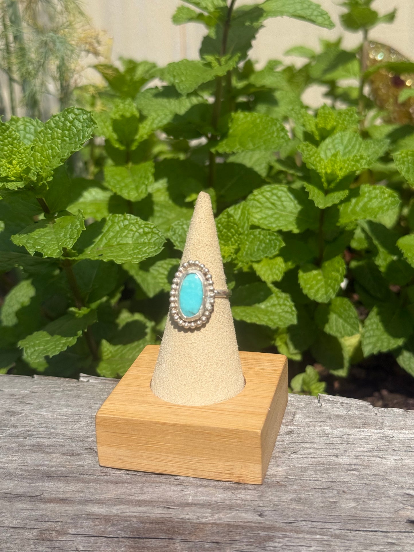 Turquoise beaded ring size 6