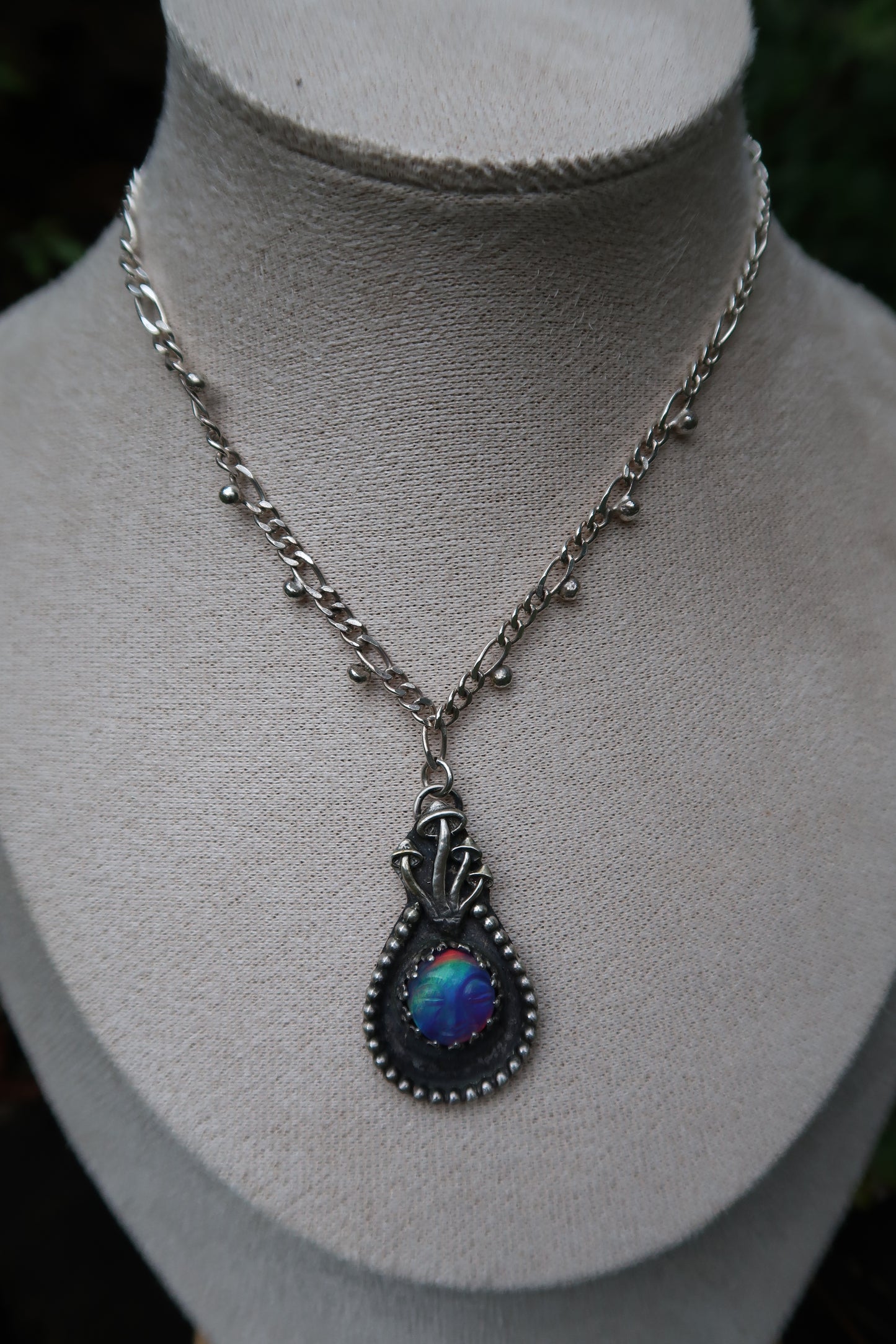 Mushroom moon necklace 18”