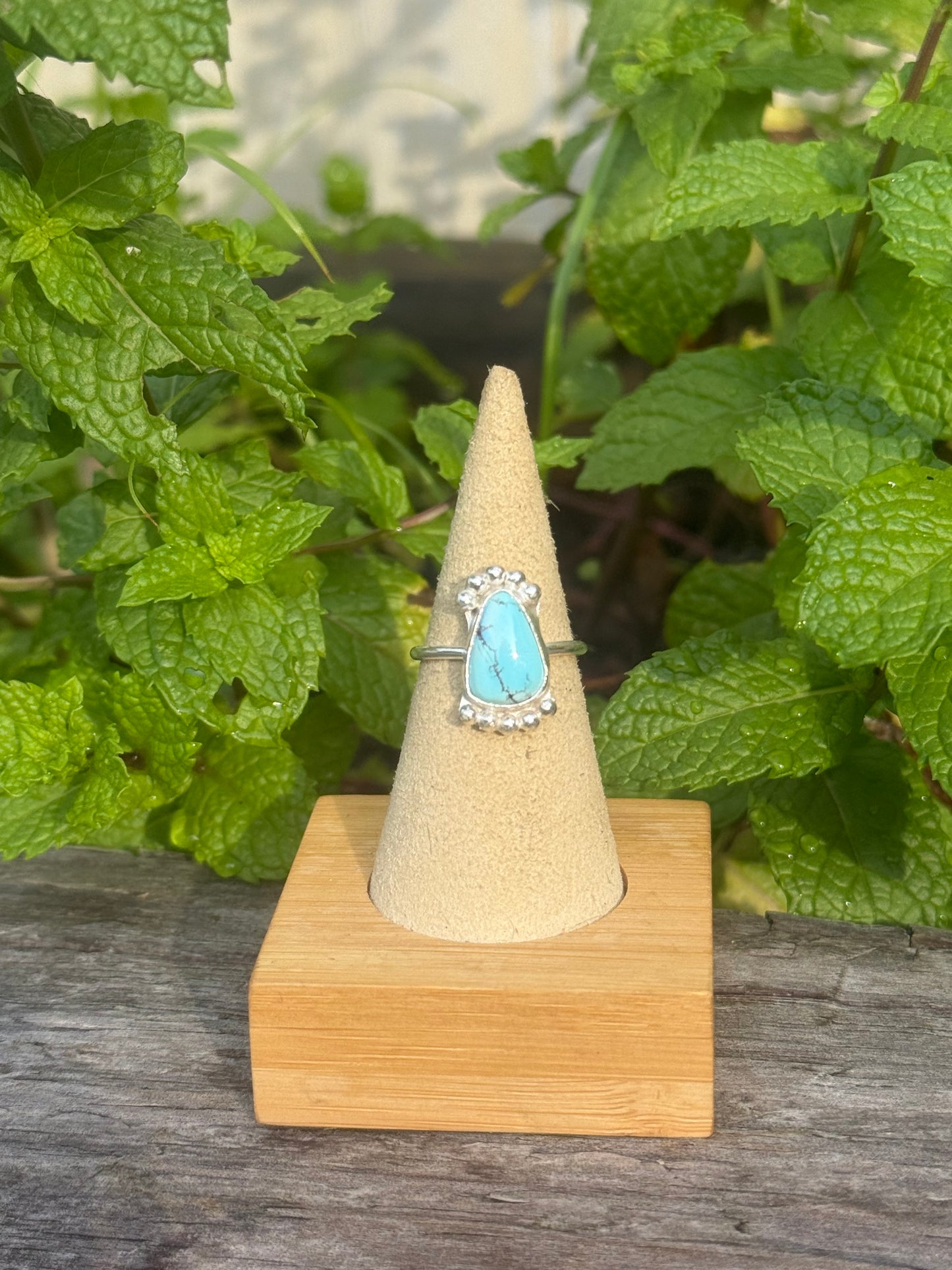 Golden hills beaded turquoise ring size 7