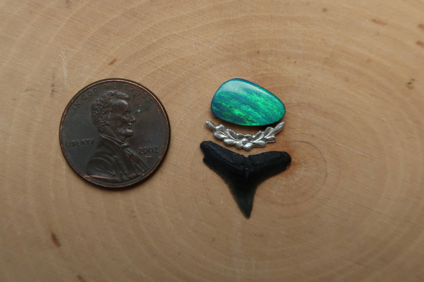 Opal and shark tooth
