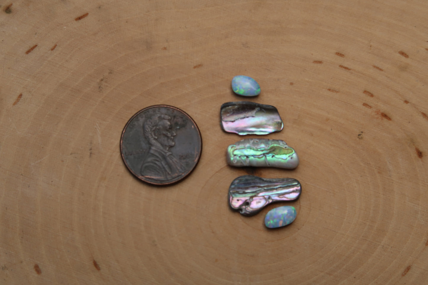 Abalone and opal ring