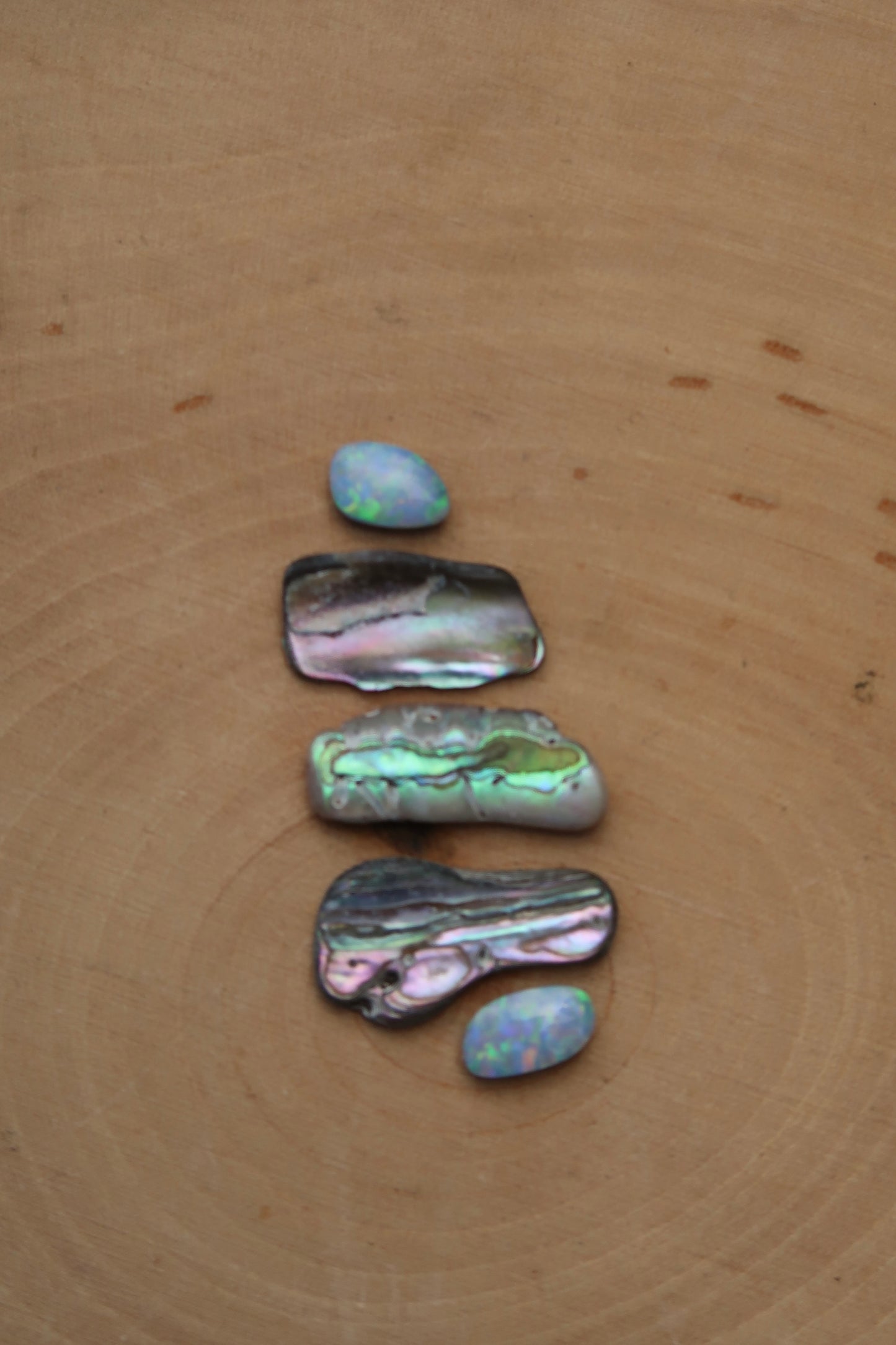Abalone and opal ring