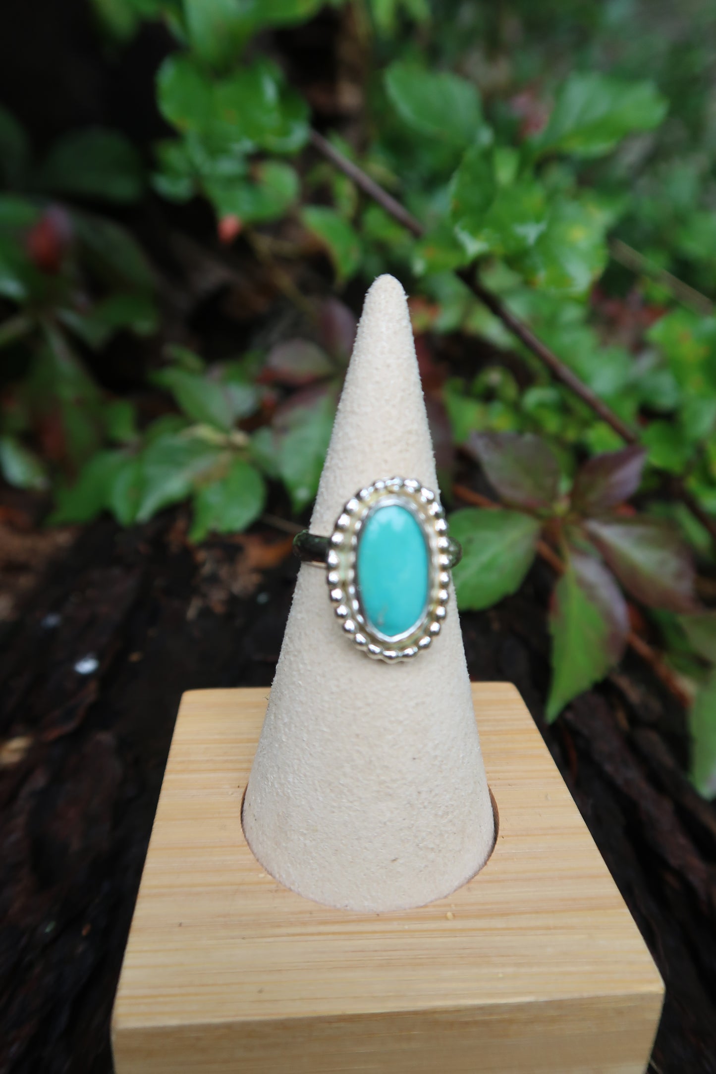 Baby beaded turquoise ring size 5