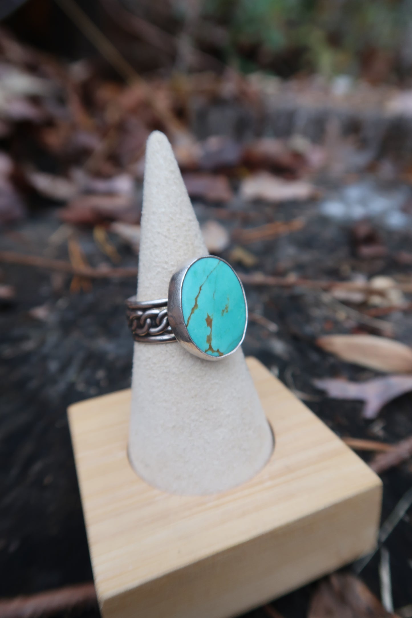 Turquoise with thick chain band size 8