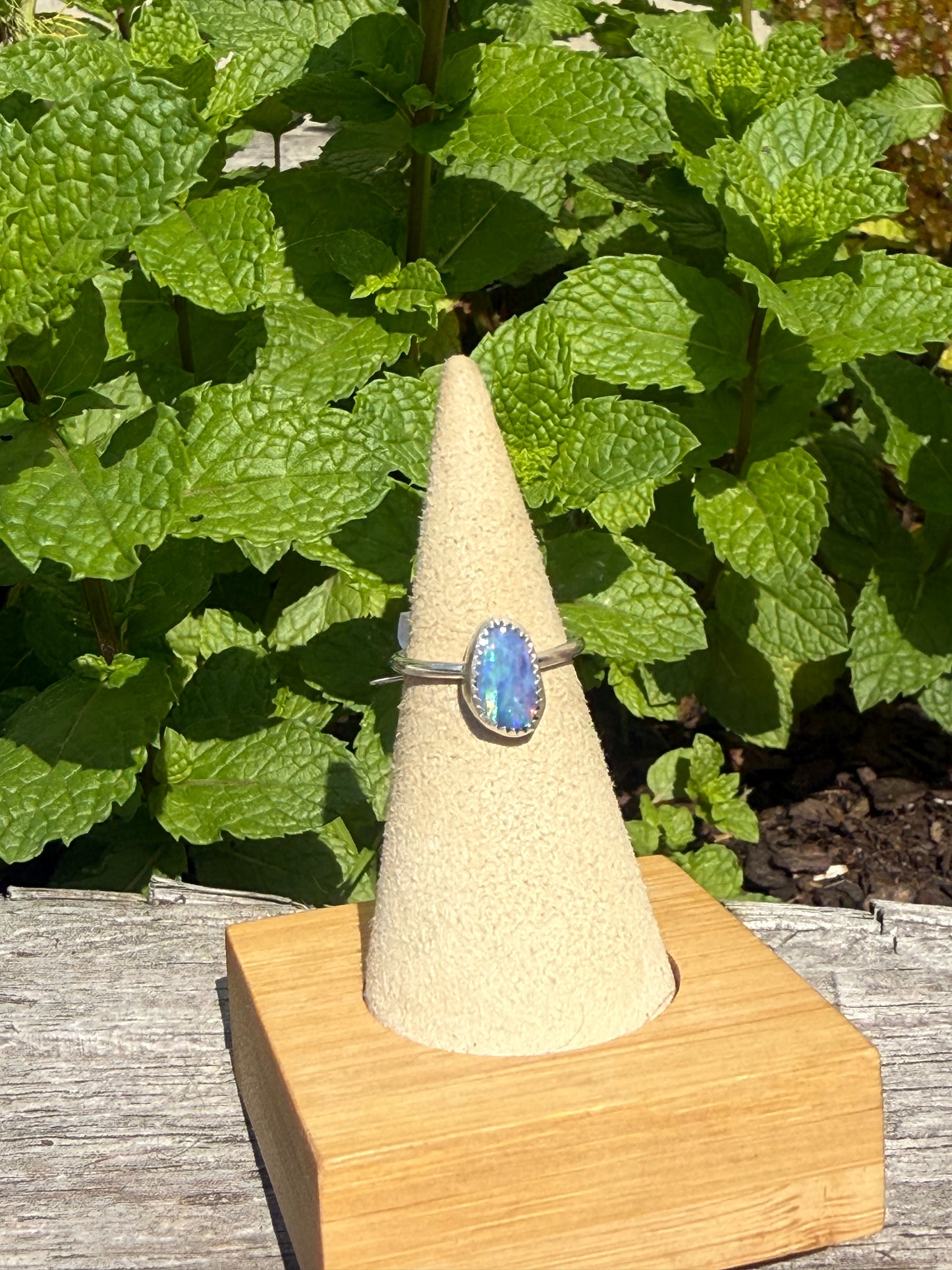Coober pedy Australian opal ring size 5