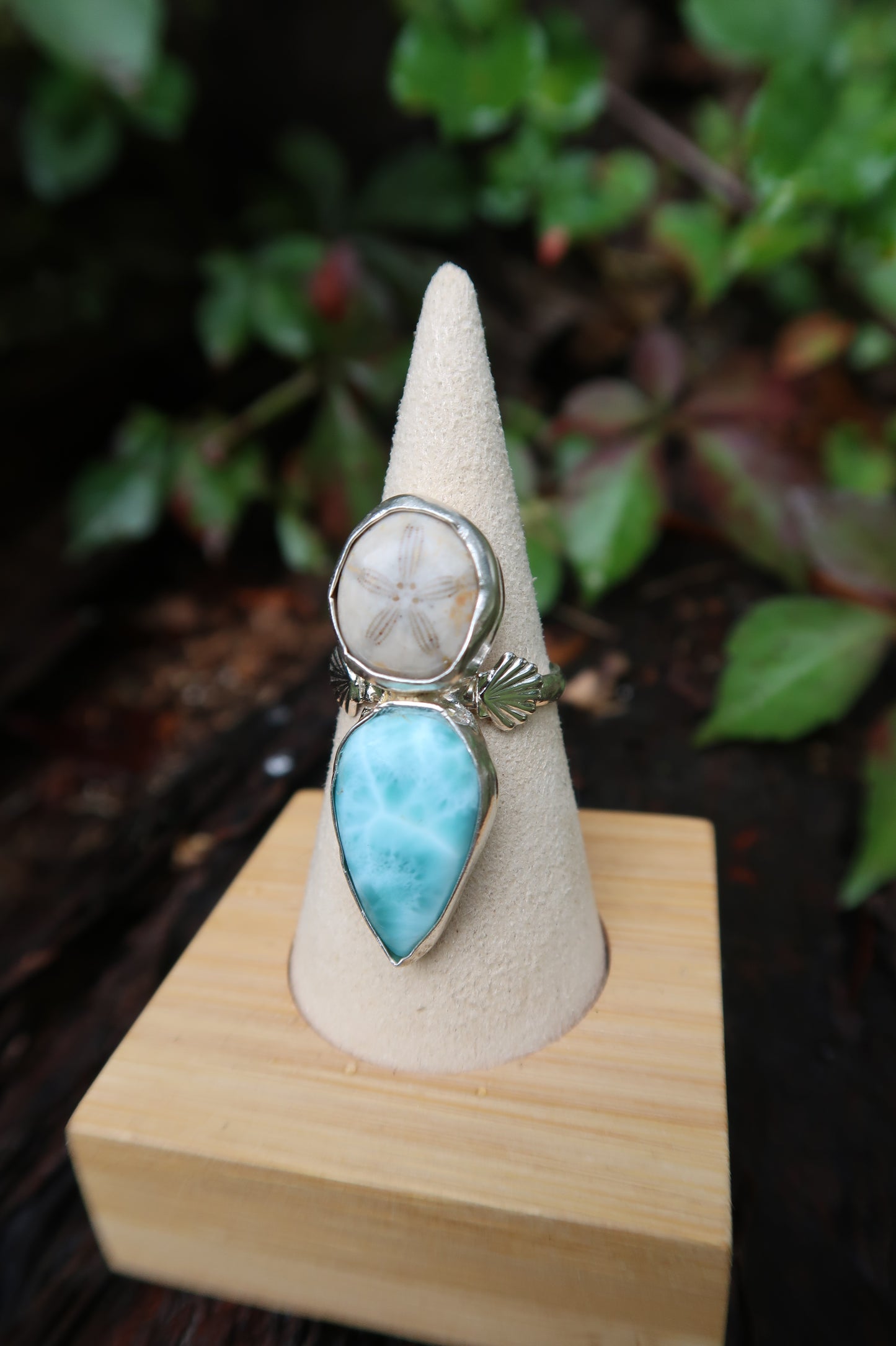 Sea biscuit and Larimar ring size 8