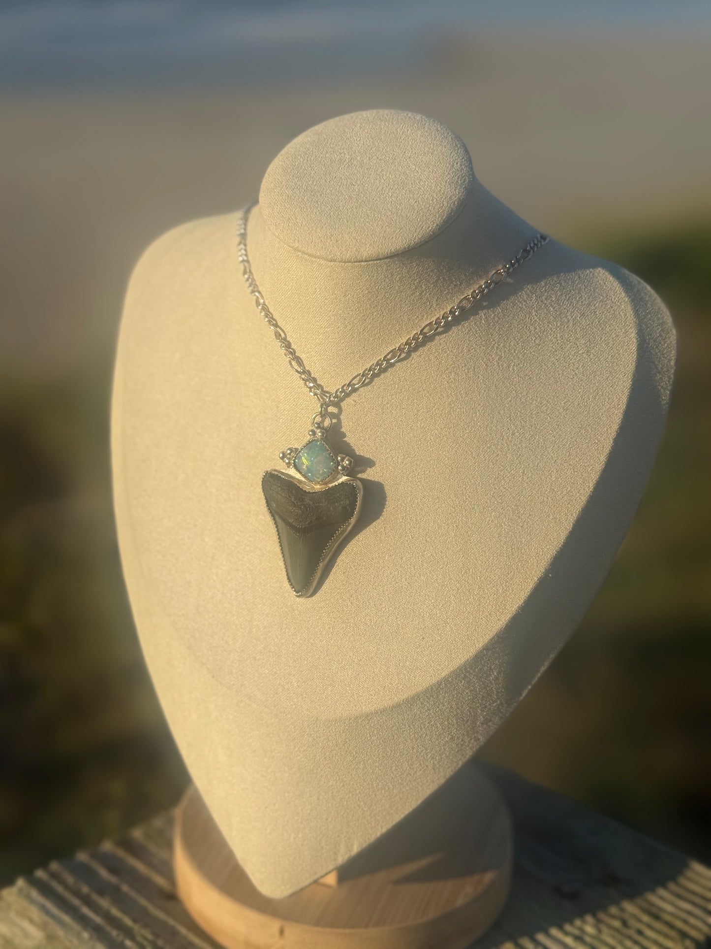 Opal & big mama shark tooth necklace