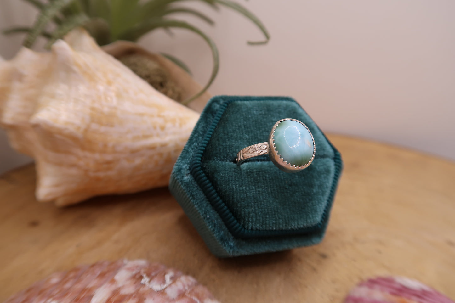 Larimar on flower band size 7