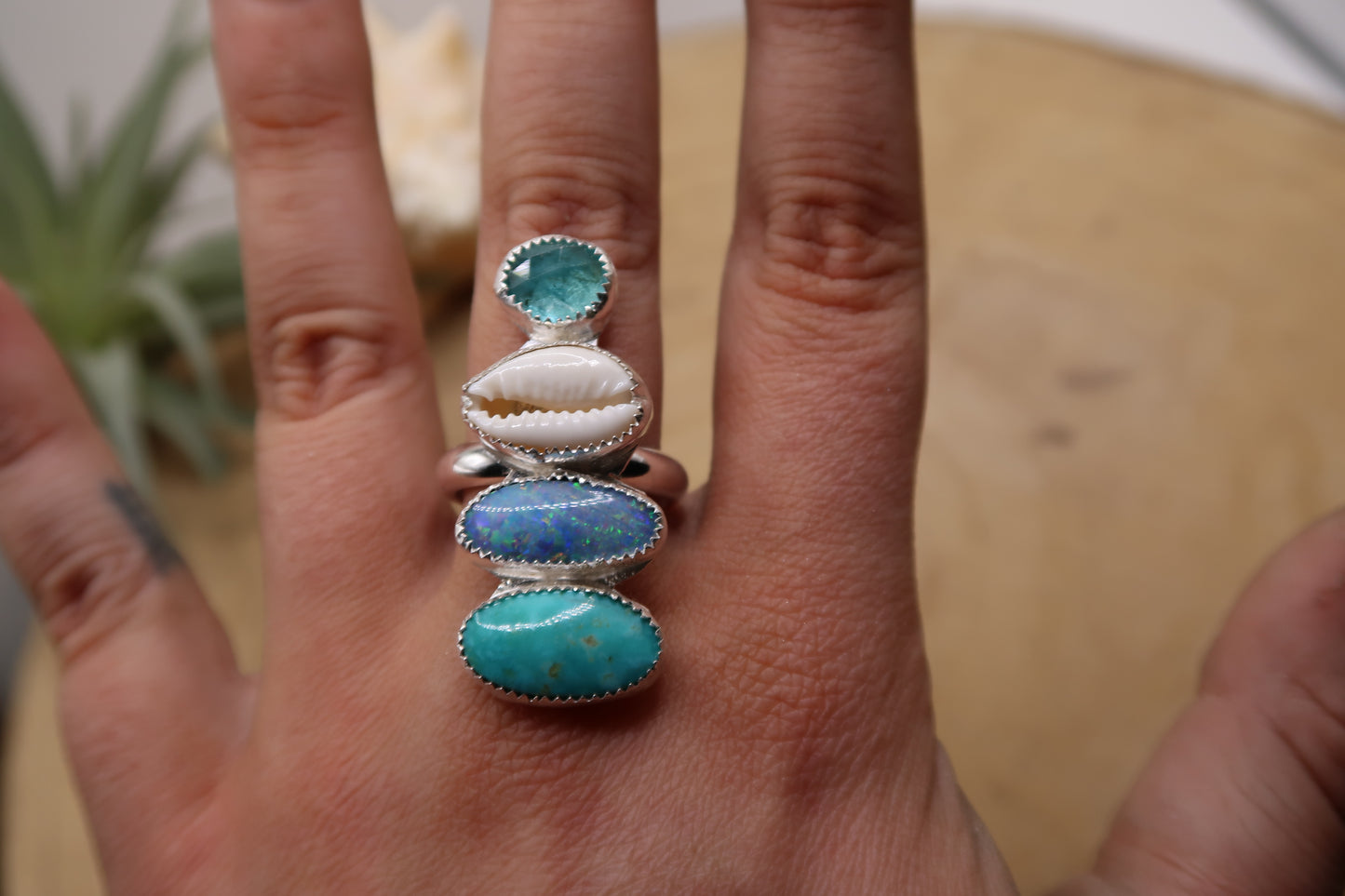 Paraiba apatite mermaid ring size 8