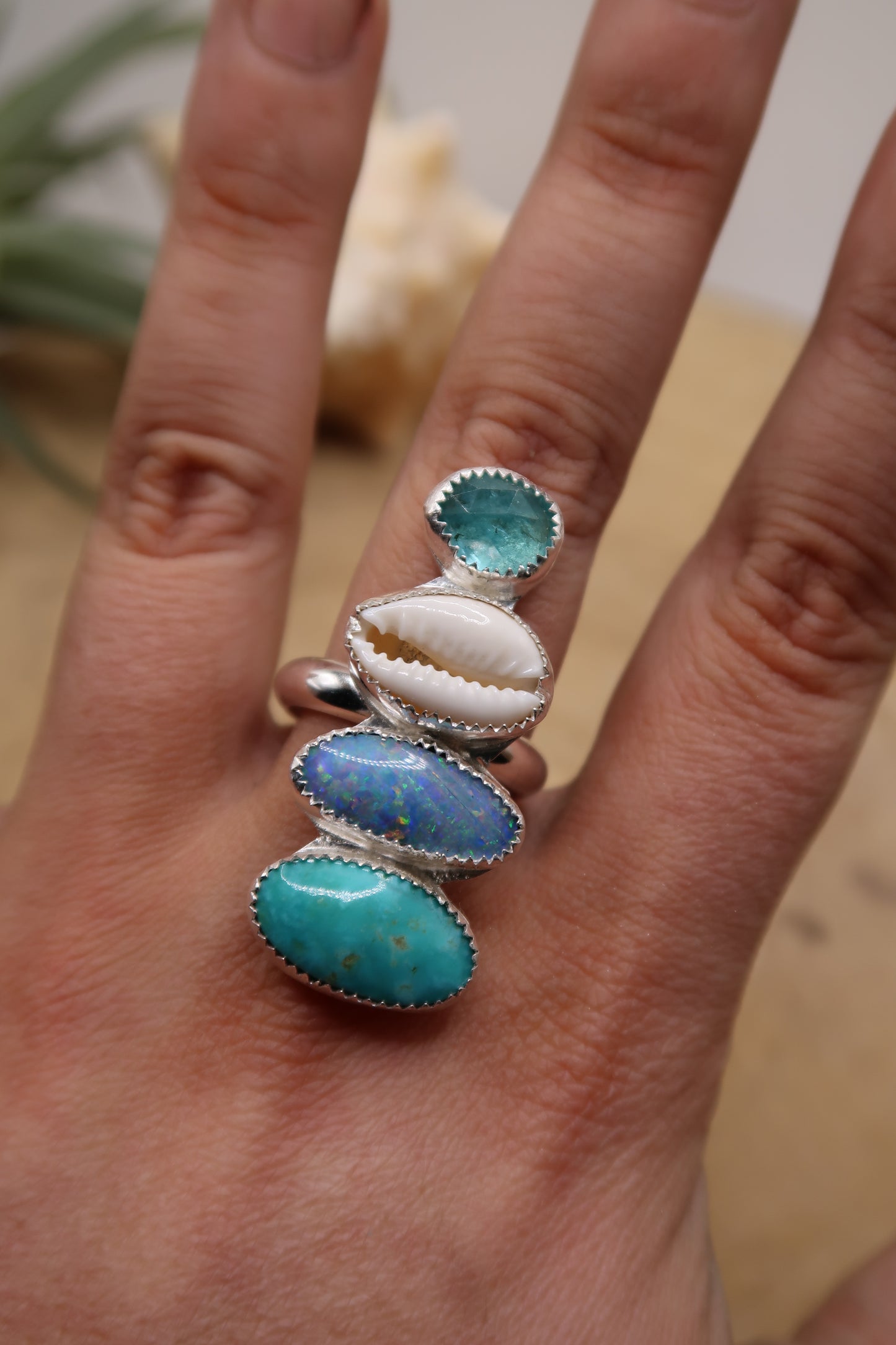 Paraiba apatite mermaid ring size 8