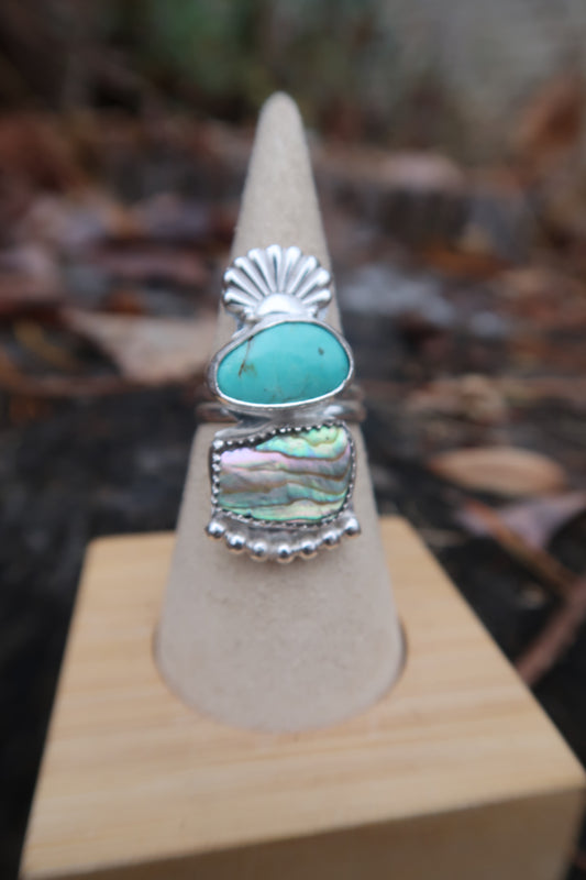Abalone turquoise Queen ring size 7.5