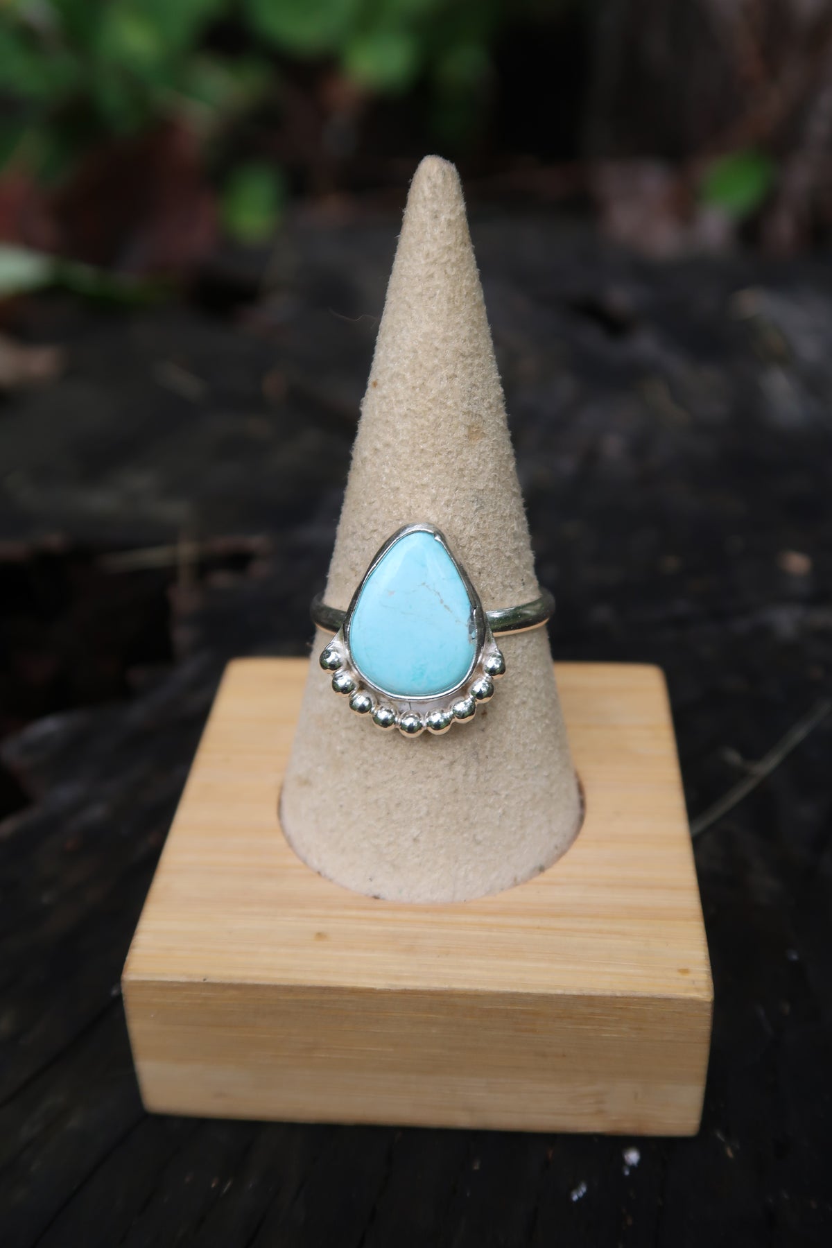 Turquoise teardrop with beaded size 11