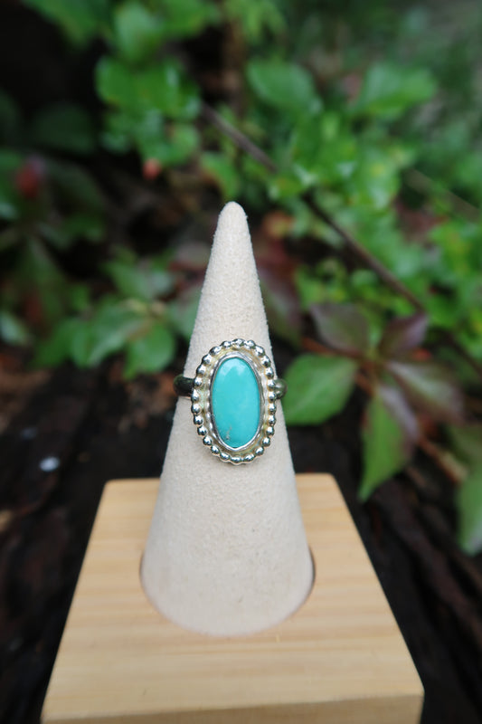Baby beaded turquoise ring size 5