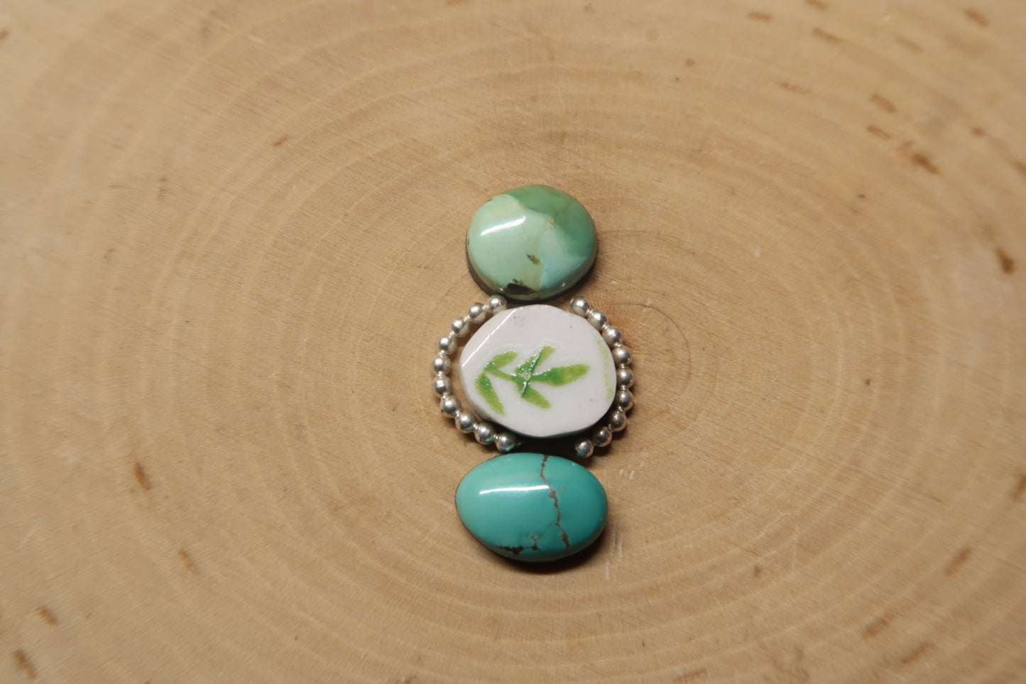“Centered” blue and green turquoise ring