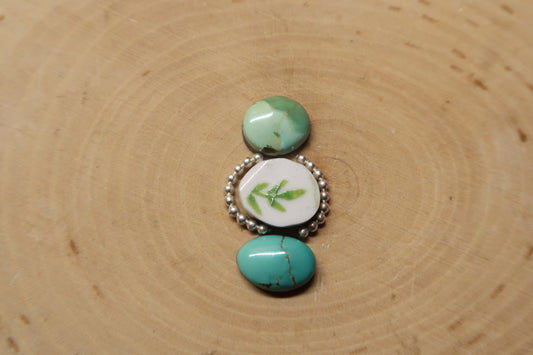 “Centered” blue and green turquoise ring