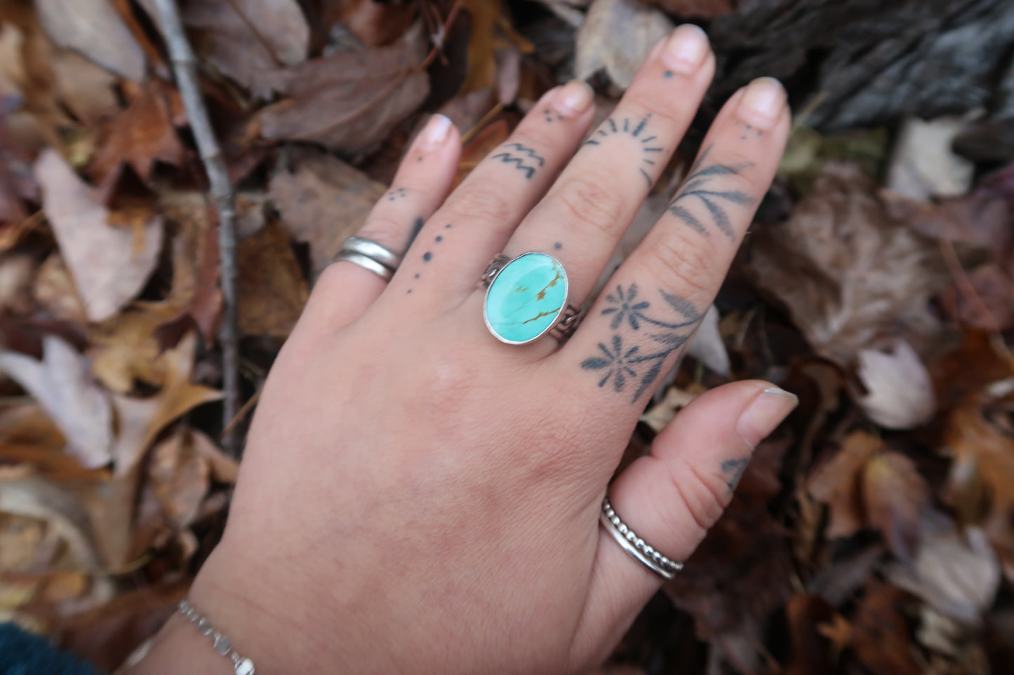 Turquoise with thick chain band size 8