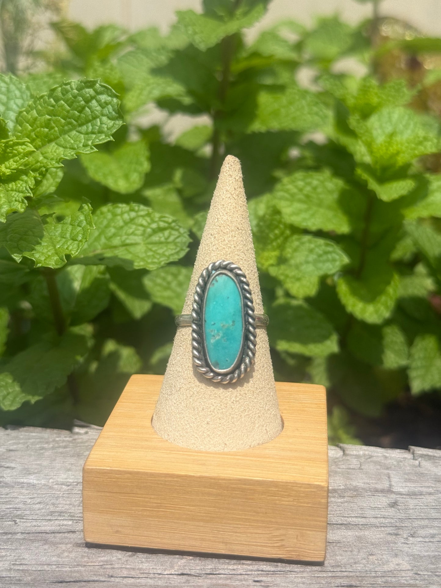 Turquoise twisted wire ring size 9