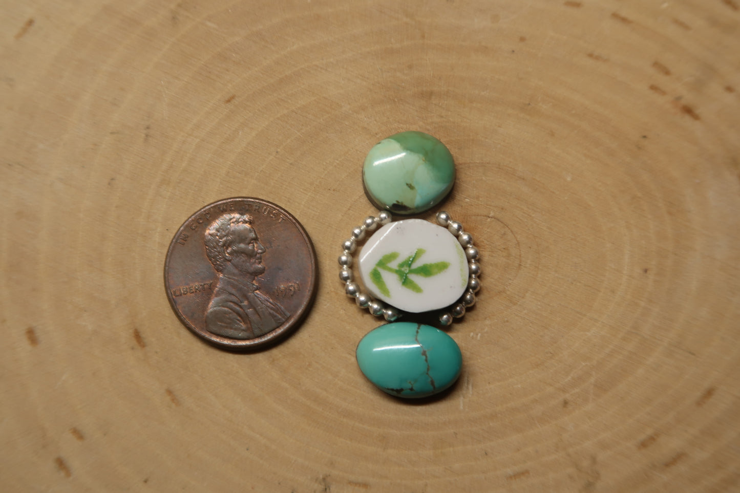 “Centered” blue and green turquoise ring