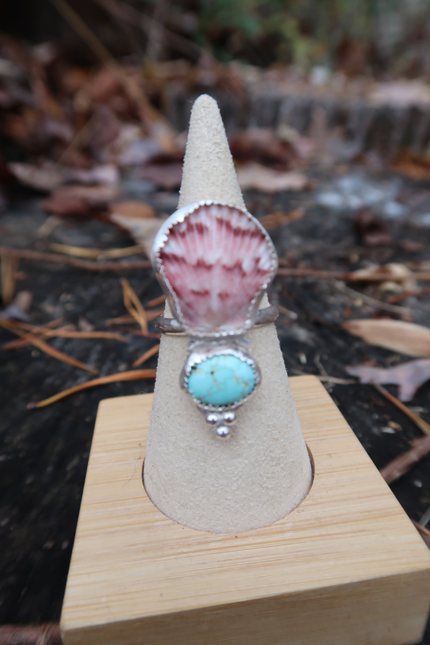 Discounted shell and turquoise ring size 7.5