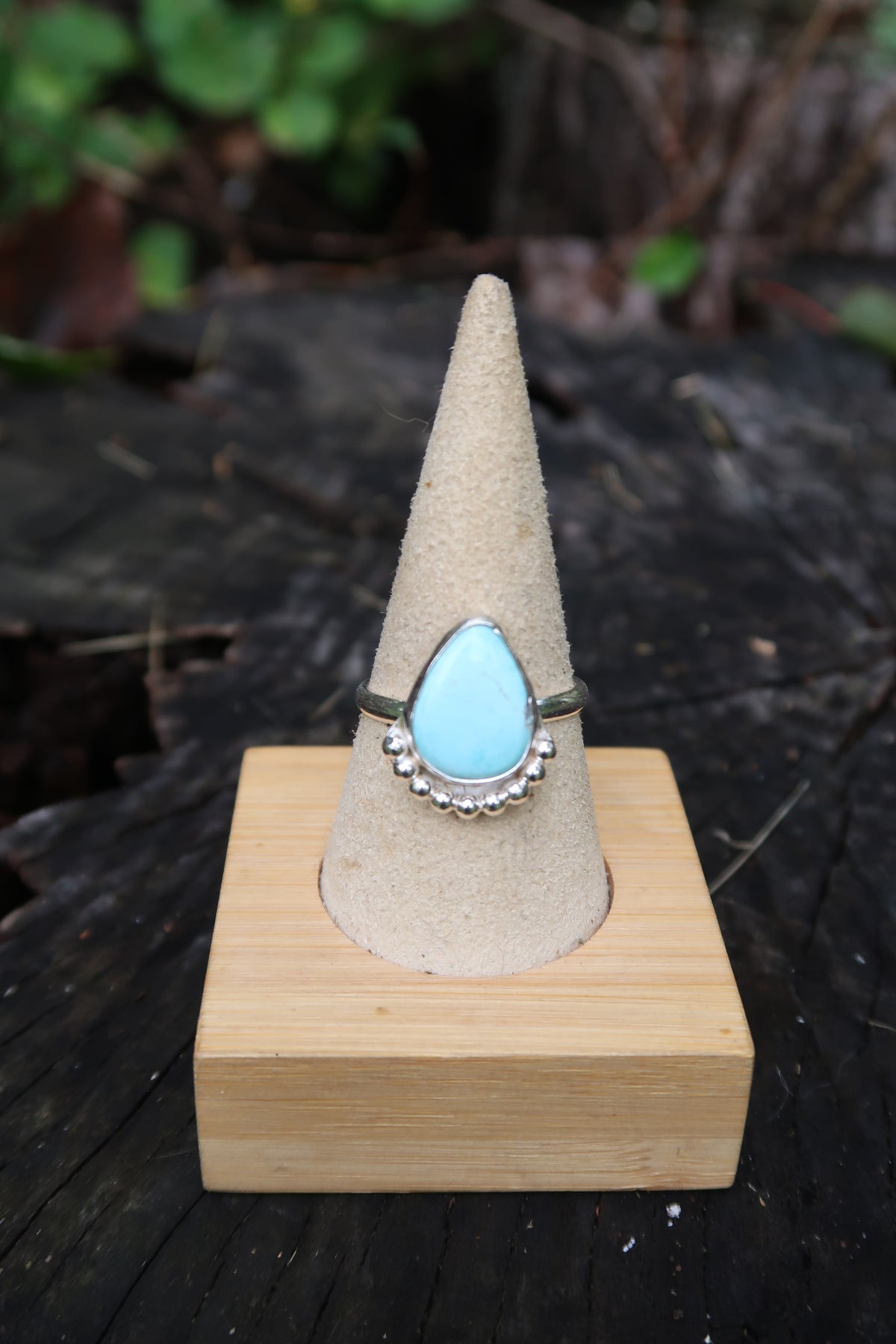 Turquoise teardrop with beaded size 11