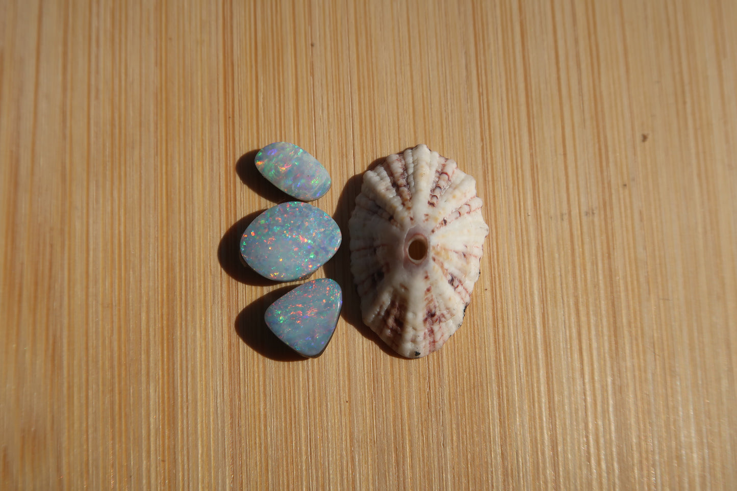Pink opihi shell and triple opal ring-made in your size!