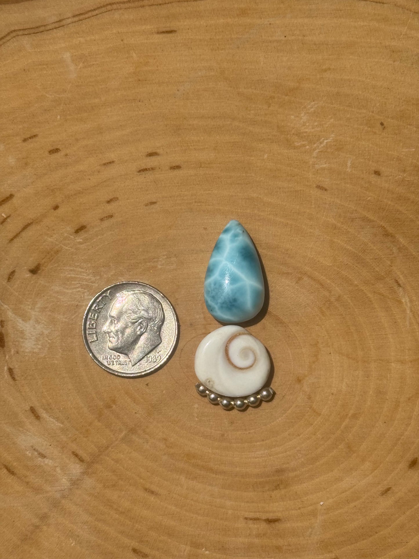 Larimar & shiva eye ring- made in your size!