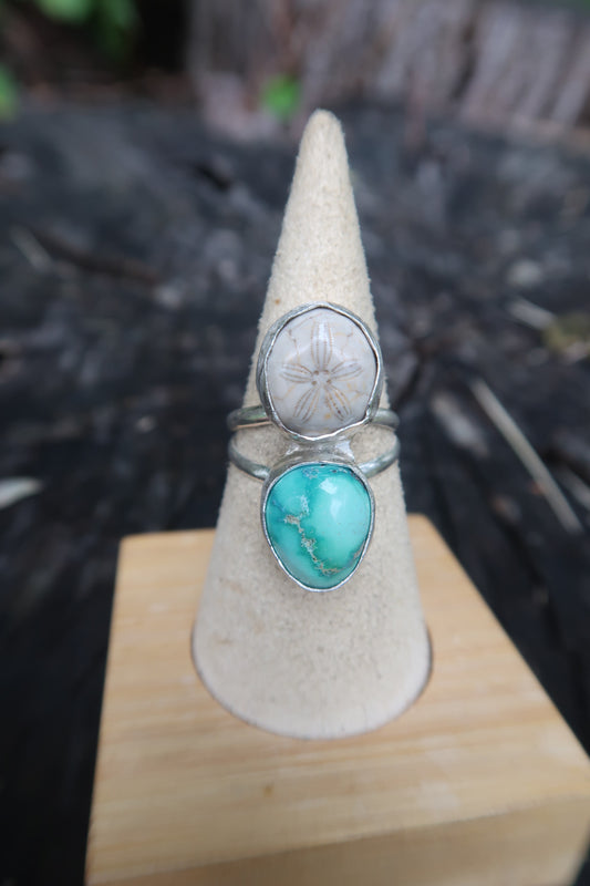Sea biscuit and verde valley turquoise ring size 8