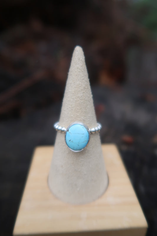 Golden hills turquoise on beaded band ring size 7