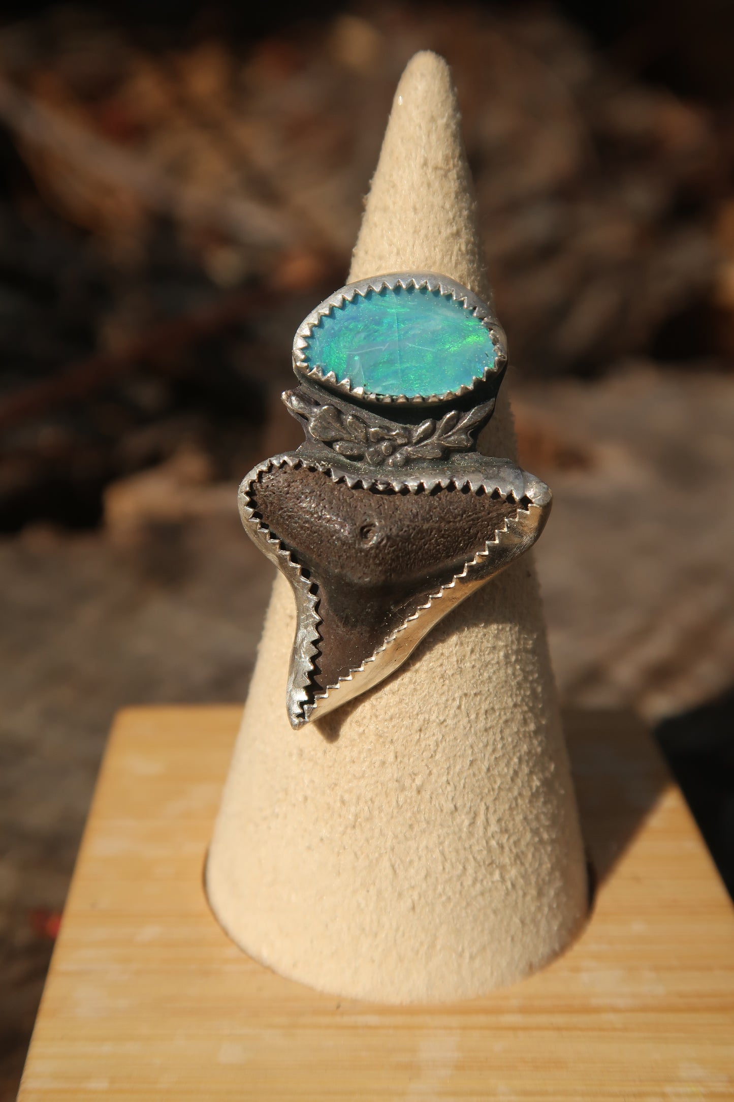 Opal and shark tooth ring size 6