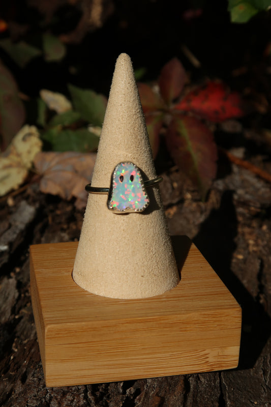 Opal ghost ring- made in your size!