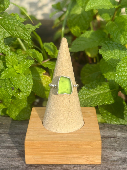 Green seaglass ring size 6.5