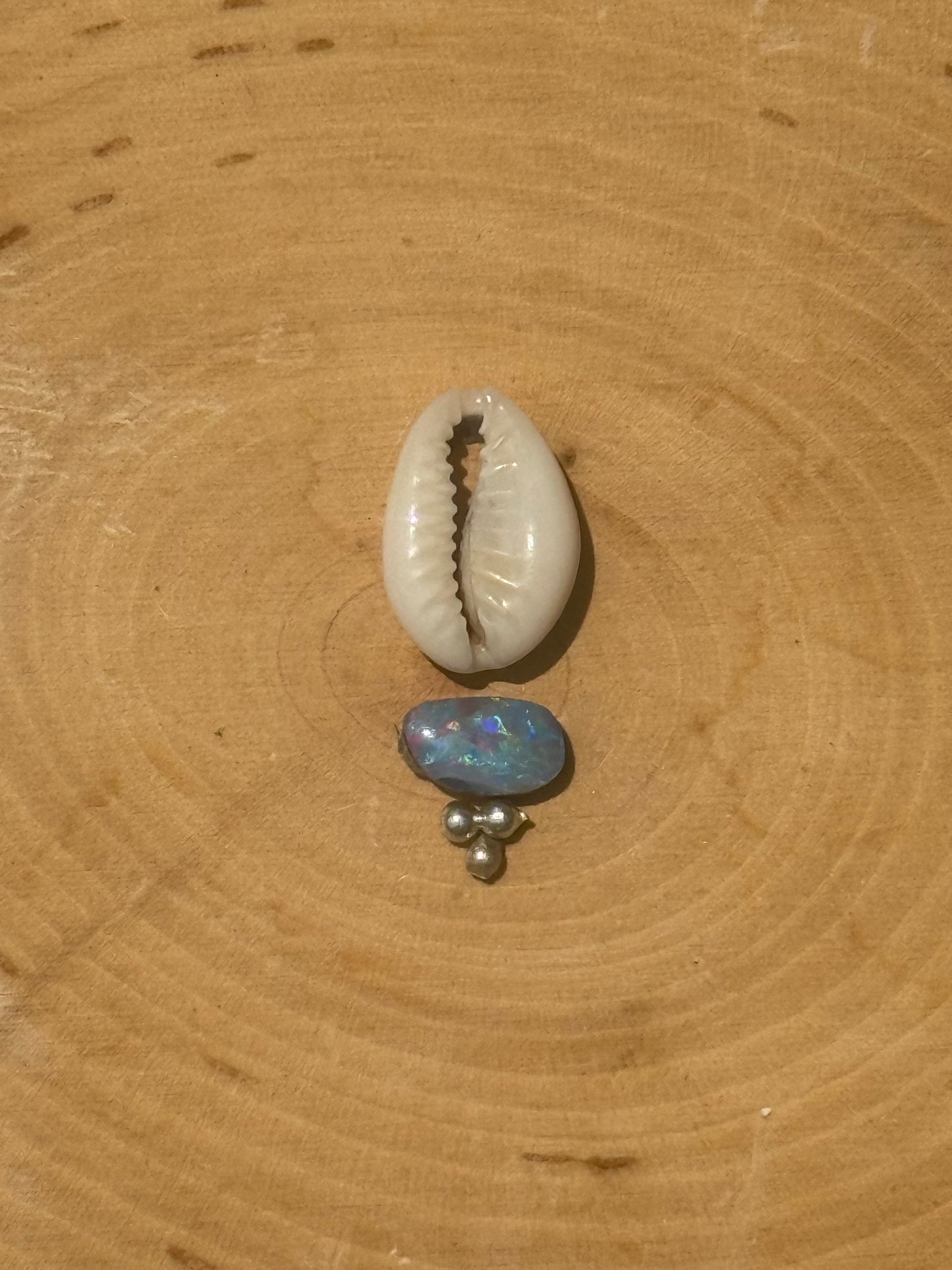 Cowrie shell & opal ring- made in your size!