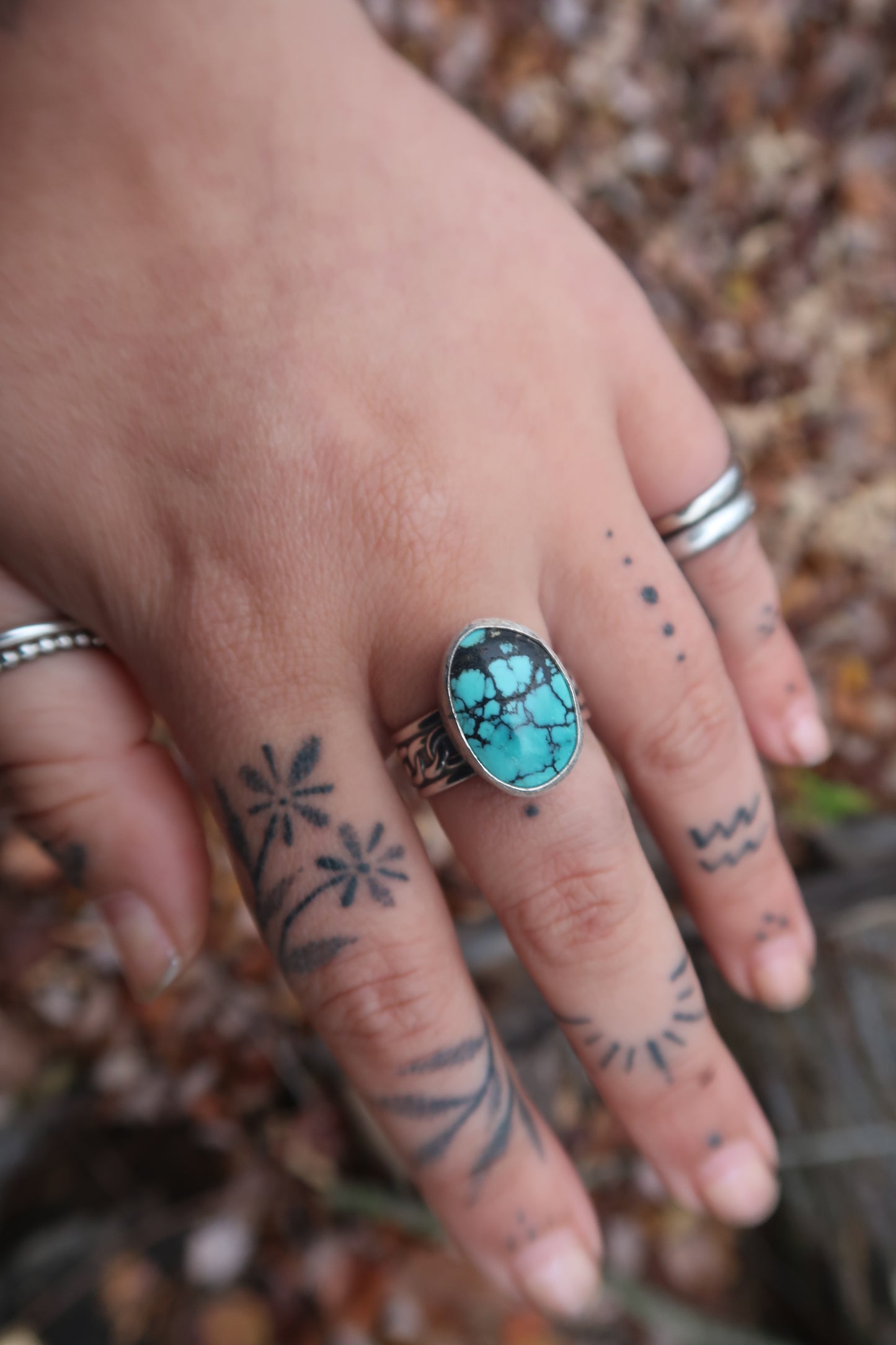 Turquoise on thick chain band size 9