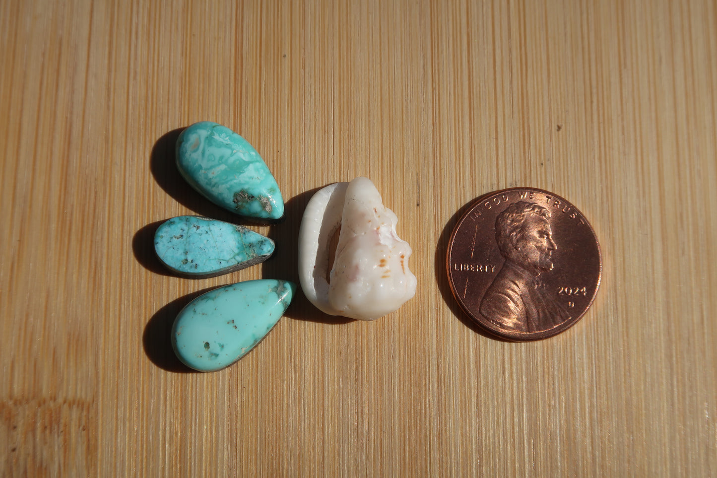 Triple white water turquoise with shell ring-made in your size!