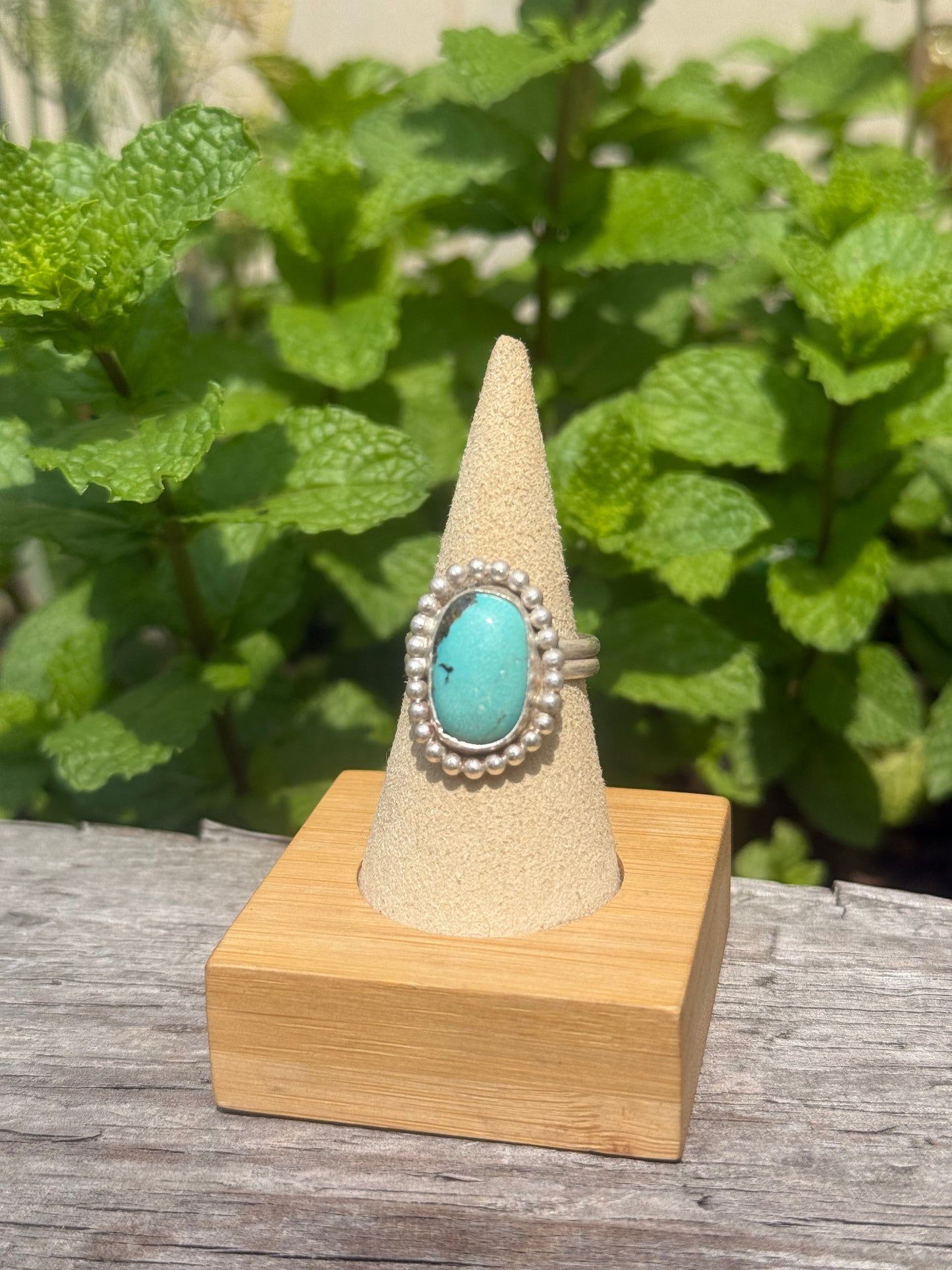 Turquoise double band ring size 10