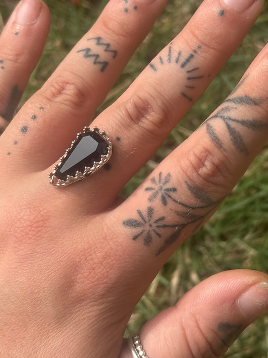 Black onyx coffin ring