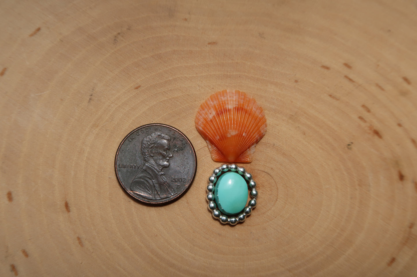 Orange shell and turquoise ring